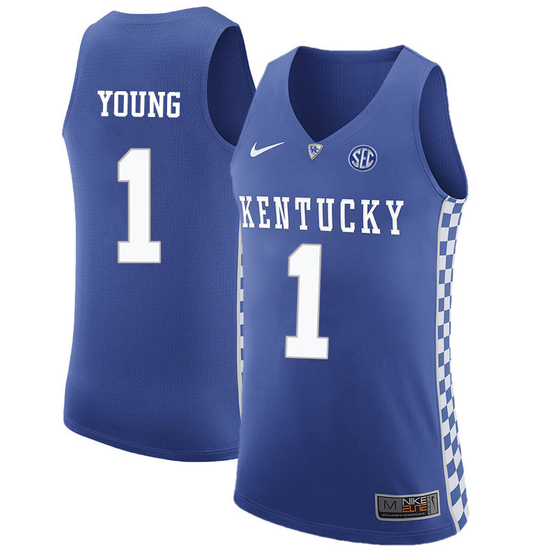 Men Kentucky Wildcats #1 James Young College Basketball Jerseys-Blue